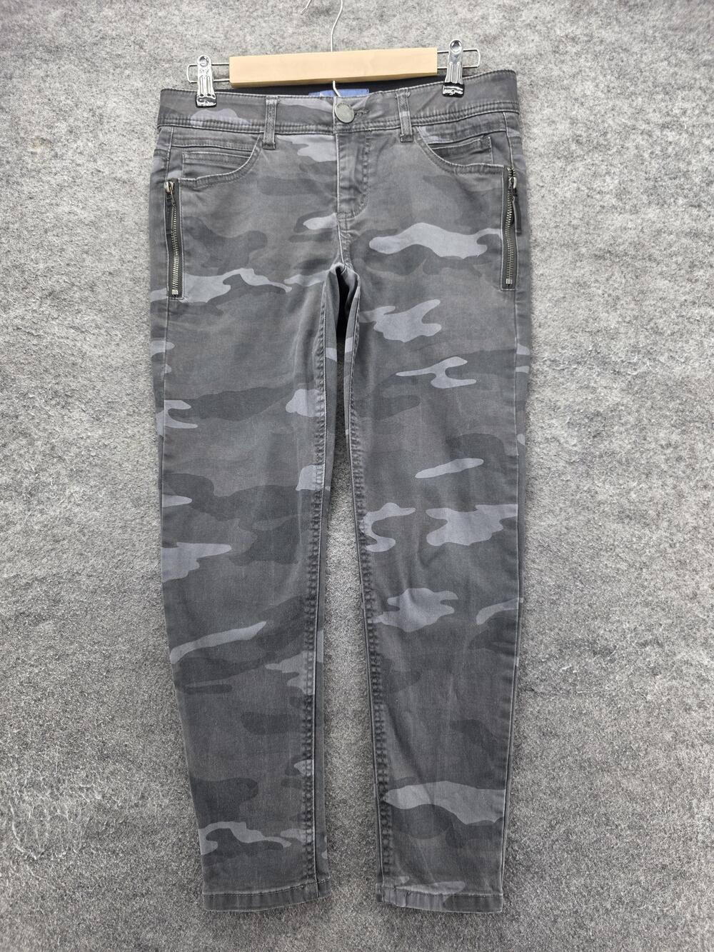 Democracy Jeans Womens 4P Gray Camouflage Skinny Ultra Low Stretch 24.5 Inseam